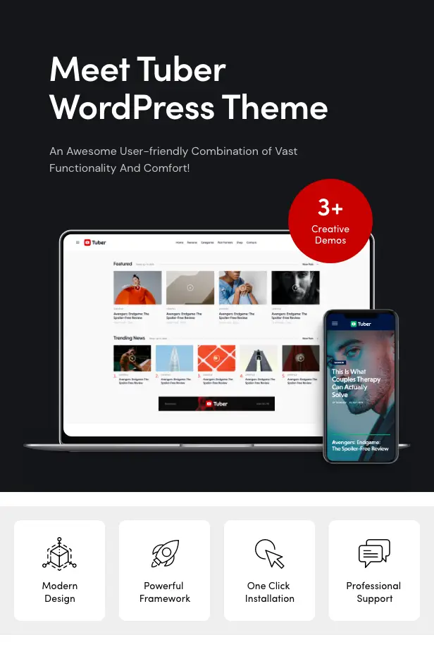 Tuber Video Blog & Podcast WordPress Theme